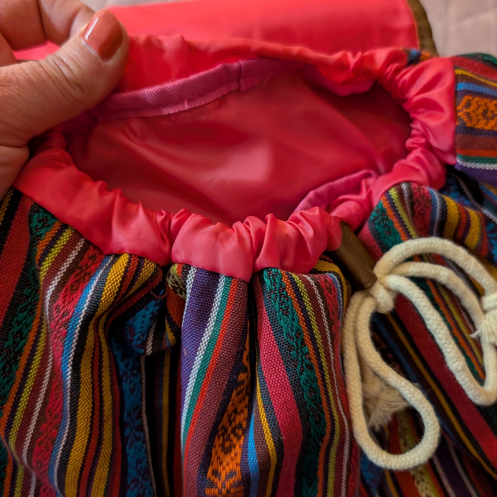 Multicolor Striped Boho Backpack with Sequins - image 3